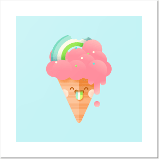 Strawberry Rainbow Ice Cream Posters and Art